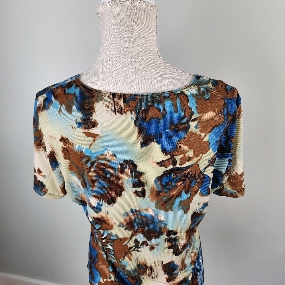 Vintage Suzie Women's Floral Short Sleeve Stretch Top Size XL - Picture 5 of 7